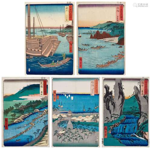 Utagawa Hiroshige (1797-1858) | Five woodblock prints from t...