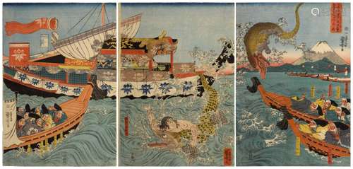 Utagawa Kuniyoshi (1798-1861) | Minamoto no Yoriie Watching ...