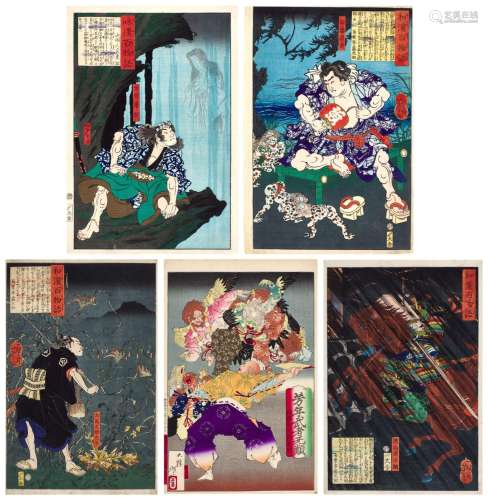 Tsukioka Yoshitoshi (1839-1892) | Five woodblock prints | Me...