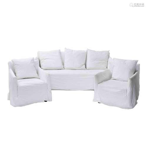 GERVASONI. SET OF SOFA AND ARMCHAIRS, MODEL "GHOST"...