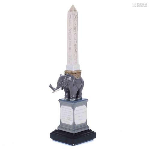 LLADRÓ. "ELEPHANT WITH AN OBELISK", 20TH CENTURY.