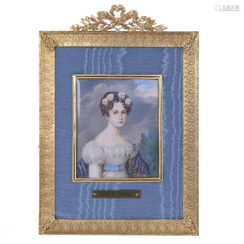 ALBERT THEER (1815-1902). MINIATURE OF A LADY.