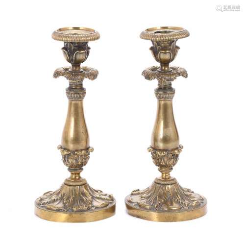 PAIR OF LOUIS PHILIPPE STYLE CANDLESTICKS, EARLY 20TH CENTUR...