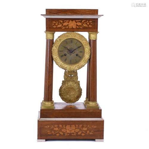 CHARLES X STYLE PORTICO CLOCK, LATE 19TH CENTURY.