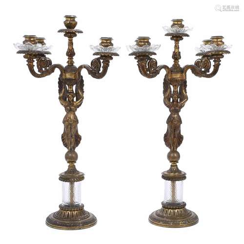 PAIR OF FRENCH EMPIRE-STYLE CANDELABRA, EARLY 20TH CENTURY.