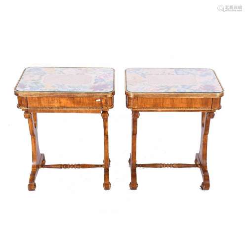PAIR OF BIEDERMEIER STYLE TABLES SIMULATING SEWING CABINETS,...