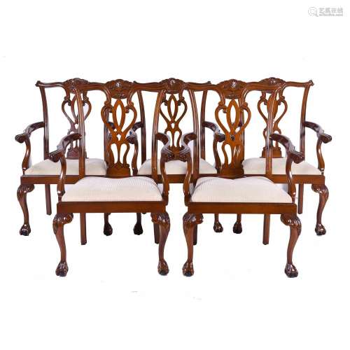 CHIPPENDALE STYLE CHAIRS SET, THIRD QUARTER OF THE 20TH CENT...