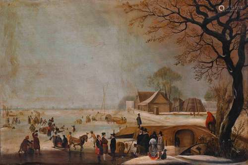 17TH-18TH CENTURY FLEMISH SACHOOL. "WINTER LANDSCAPE WI...