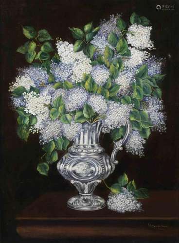 ÁNGELES AMUNDARAIN (20TH CENTURY). "LILACS STILL LIFE&q...