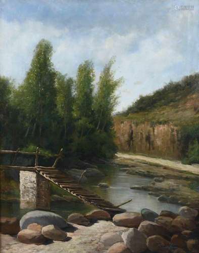 ANTONI ROS I GUELL (1873-1954) "RIVER LANDSCAPE".