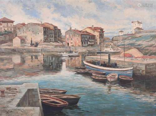 JOSÉ TOVA VILLALBA (1871-1923). "FISHING PORT", Ll...