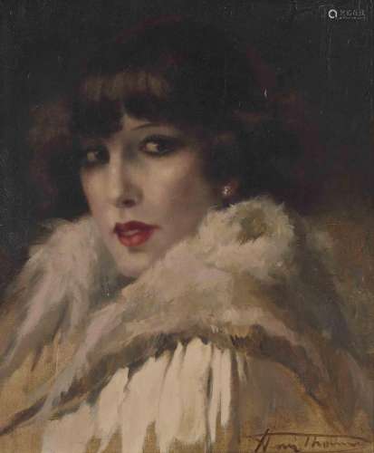 HENRI JOSEPH THOMAS (1878-1972). "PORTRAIT OF A GIRL&qu...