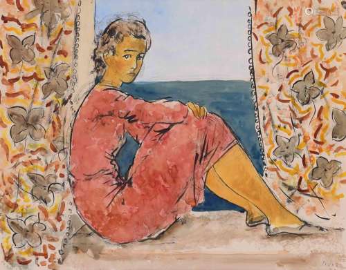 PERE PRUNA OCERANS (1904-1977). "GIRL SITTING BY THE WI...