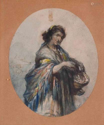 JOSÉ BENLLIURE Y GIL (1855-1937). "WOMAN WITH A BASKET&...