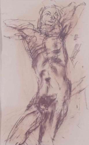 JAN BAUCH (1898-1995). "MALE NUDE", 1950`S.