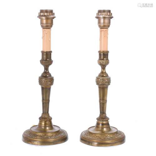 PAIR OF FRENCH CANDLESTICKS, LOUIS XVI STYLE, EARLY 20TH CEN...
