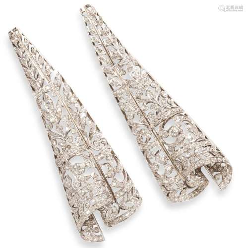 A pair of diamond and platinum-topped white gold earrings