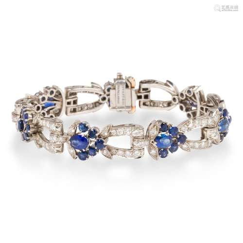 A sapphire, diamond and palladium bracelet, Tiffany and Co.