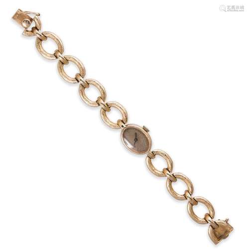 A fourteen karat gold watch bracelet