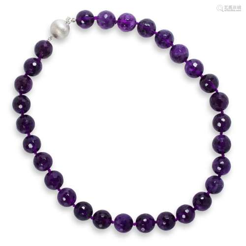 An amethyst bead necklace