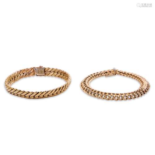 A group of fourteen karat gold bracelet