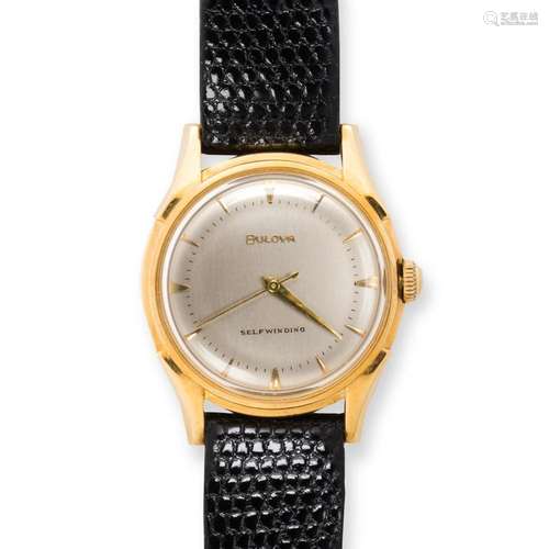 A fourteen karat gold wristwatch, Self Winding, Bulova