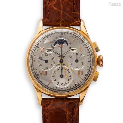 An eighteen karat rose gold wristwatch, Tri-Compax Chronogra...