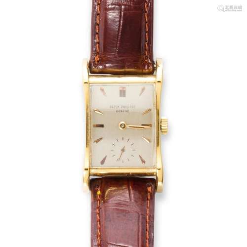 An eighteen karat gold wristwatch, \'Hourglass\', Patek Phil...