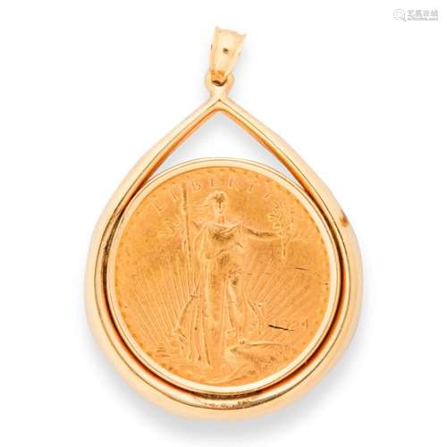 A gold coin pendant