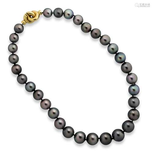 A Tahitian South Sea pearl and eighteen karat gold necklace