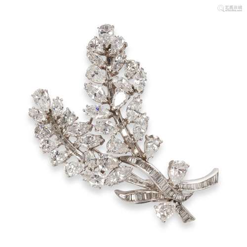 A diamond and platinum brooch