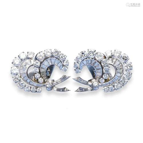 A pair of diamond ear clips, Van Cleef & Arpels