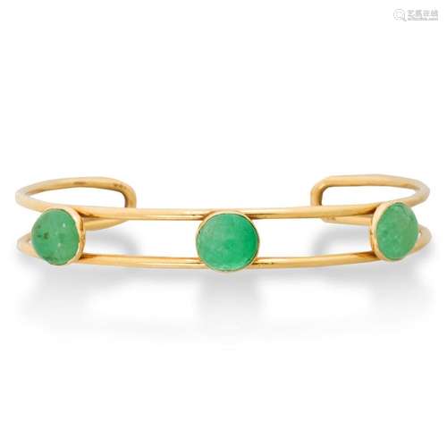 An emerald and eighteen karat gold bracelet, Tiffany & C...