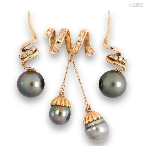 A group of Tahitian pearl, diamond and fourteen karat gold j...