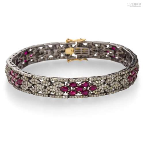 A ruby and diamond bracelet