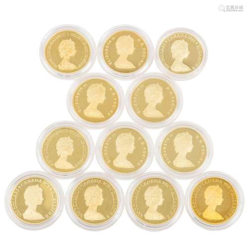 12 x Canada/GOLD - 100 dollars of the years 1977 (2x)/ 1978 ...