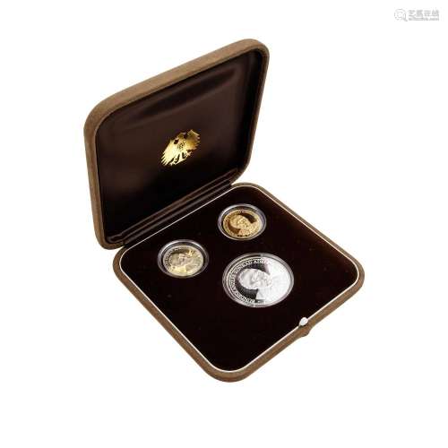 GOLD/PLATIN/SILVER - Set of 3 medals "Konrad Adenauer&q...