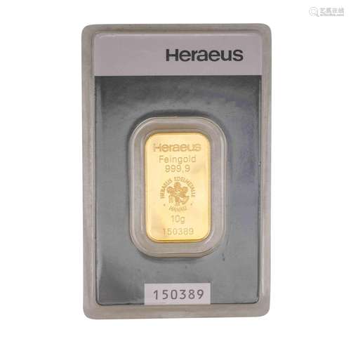 GOLD BARREN Heraeus 10 g,