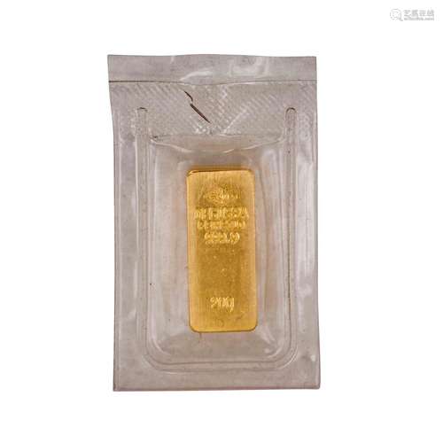 Gold bar - 20g GOLD fine, Degussa, bar in historical form,