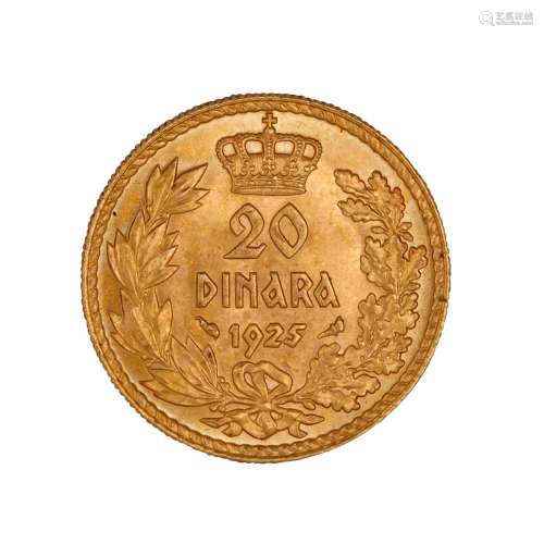 Yugoslavia /GOLD - Alexander I (1921-1934), 20 Dinara 1925