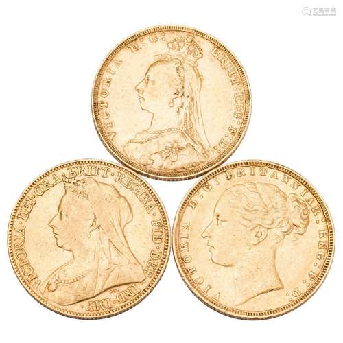 Great Britain /GOLD - Victoria (1837-1901), 3 x 1 Sovereign