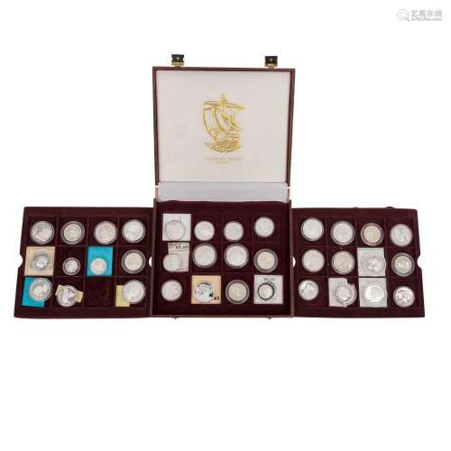 Maritime theme - 35 silver coins in a box,