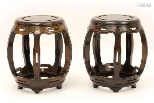 pair of Chinese rose-wood pedestals …