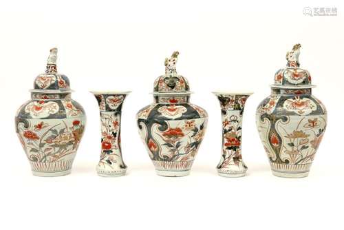 17th/18th Cent. Japanese Arita 5pc garniture in po…