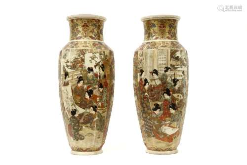 pair of antique Japanese Satsuma vases with a rich…