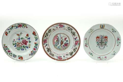 three 18th Cent. Chinese plates in porcelain with …