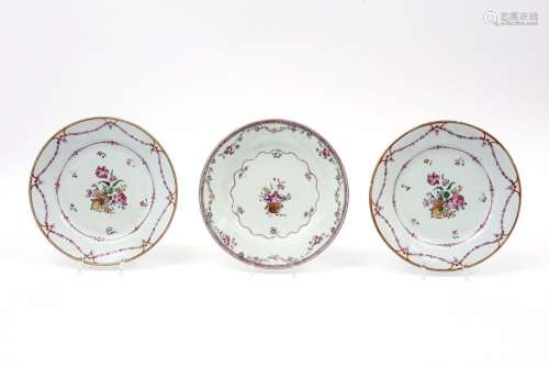 three 18th Cent. Chinese plates in porcelain with …