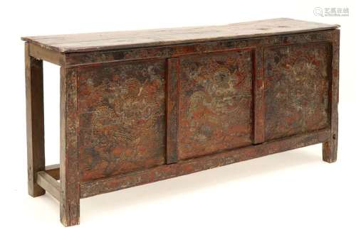 antique Tibetan "Choktsse" cabinet with original g...