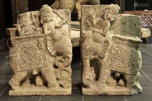pair of 19th Cent. Indian stone sculptures from a …