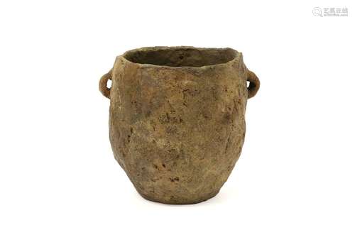 Archaeology : Neolithic urn with two grips in eart…